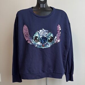 Disney Navy Blue Sweater with Stitch Sequin